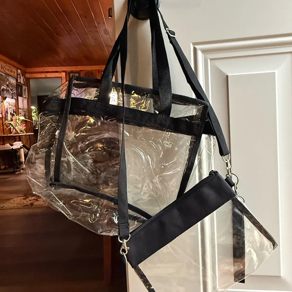 Clear Crossbody Bag with Black Strap - Picture 2 of 3